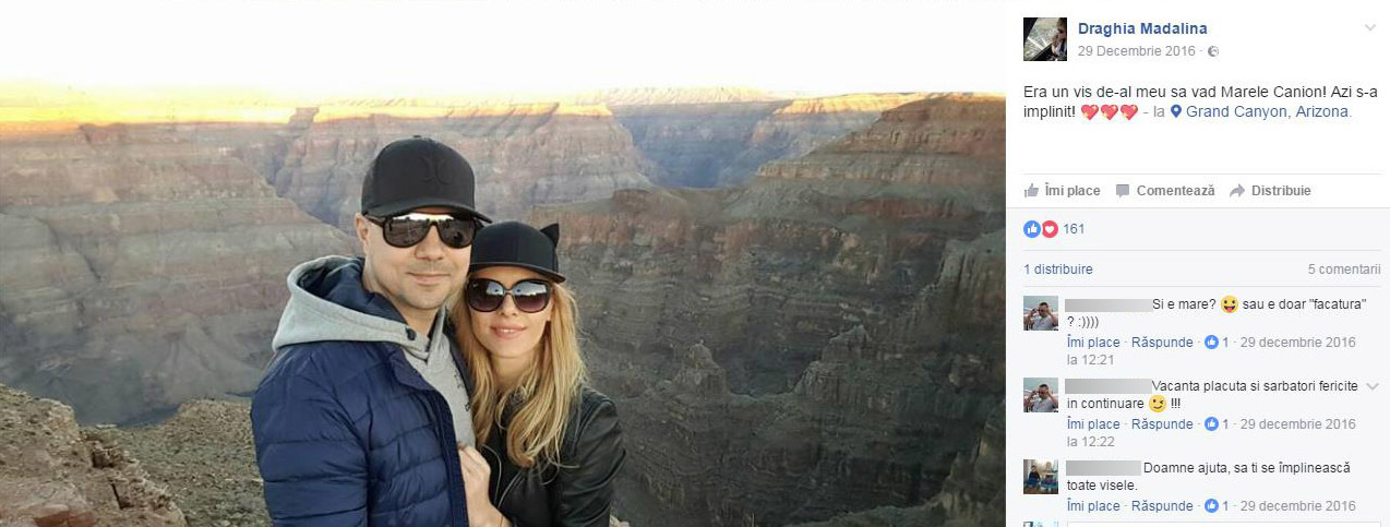 Dan Badea a vizitat Marele Canion împreună cu viitoarea lui soţie, Mădălina Drăghia. În 2013, el îl vizita împreună cu soţia sa de atunci, Lora