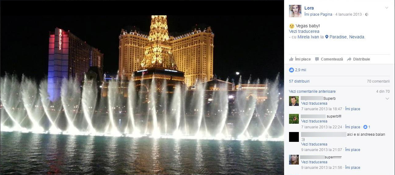 În 2013 Lora se distra în Las Vegas cu Dan Badea