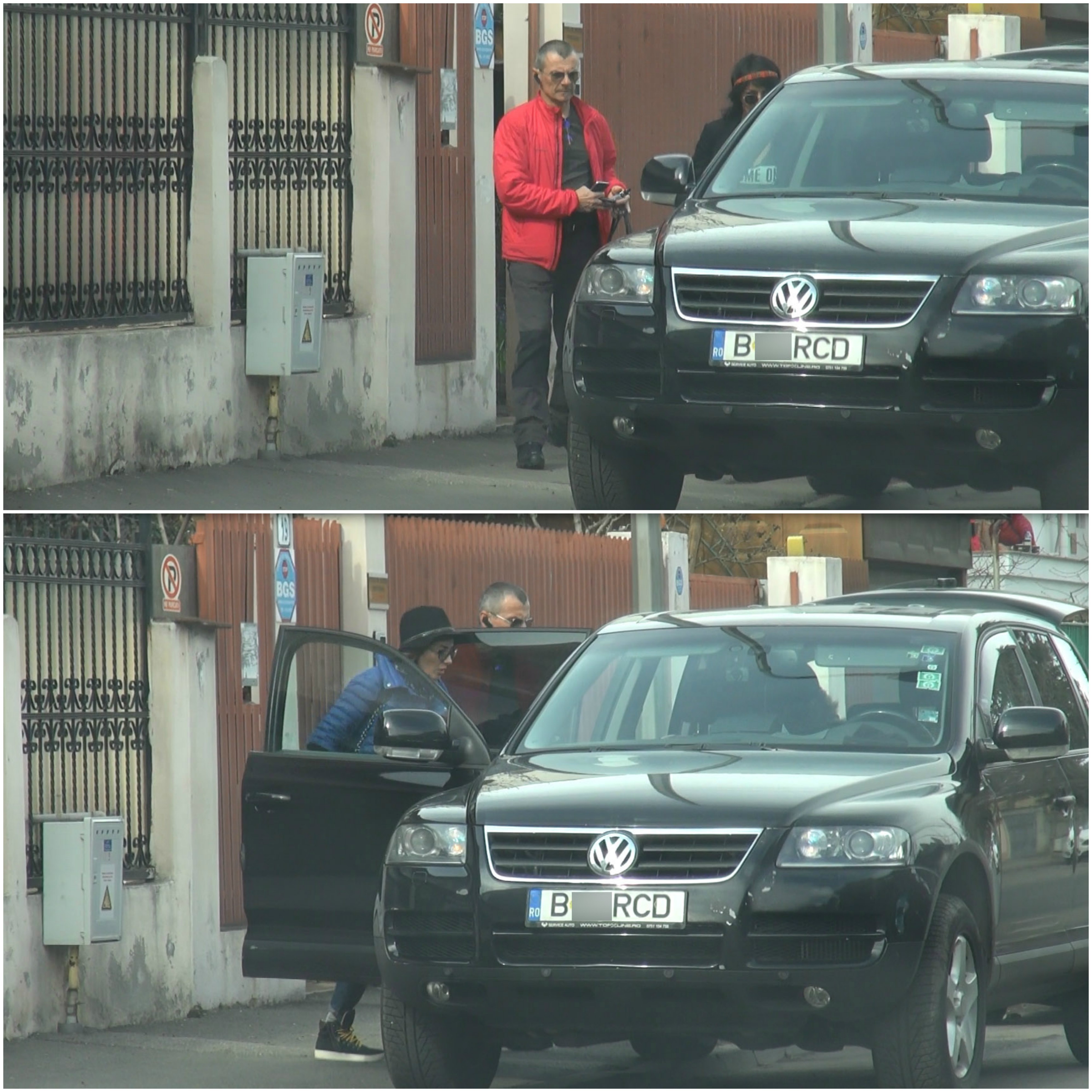 Fratele Mihaelei Rădulescu îi deschide uşa de la maşină surorii sale, în timp ce soţia lui e nevoită să urce singură în autoturism