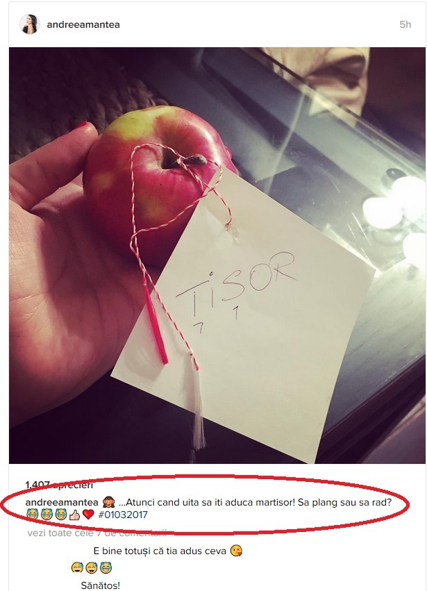 Andreea Mantea a primit un mărţişor inedit