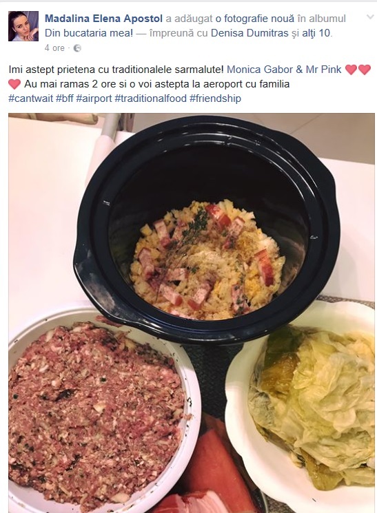 Mădălina Apostol i-a gătit sărmăluţe Monicăi Gabor
