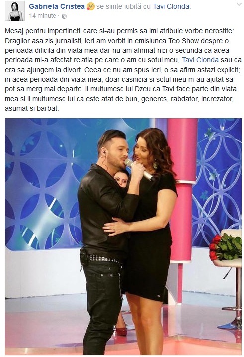 Gabriela Cristea, reacţie după ce a vorbit despre problemele din căsnicie