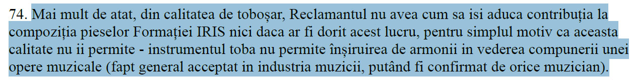 Instanța mai subliniază faptul că Nelu Iordache nu are niciun drept asupra pieselor cântate de IRIS