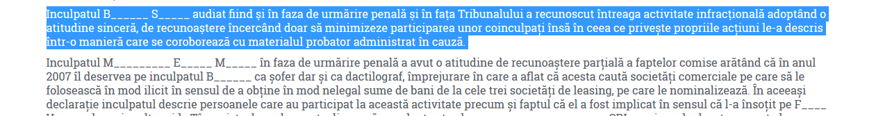 Conform unui pasaj din dosar, Sergiu Băhăian a recunoscut întreaga activitate infracțională