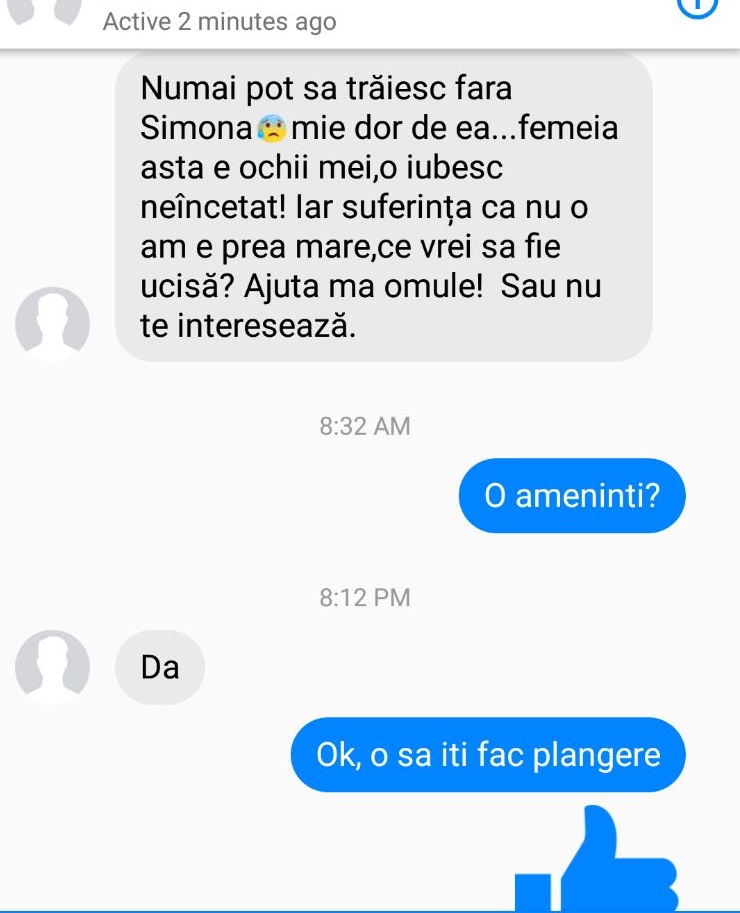 Simona Trasca amenintata cu moartea