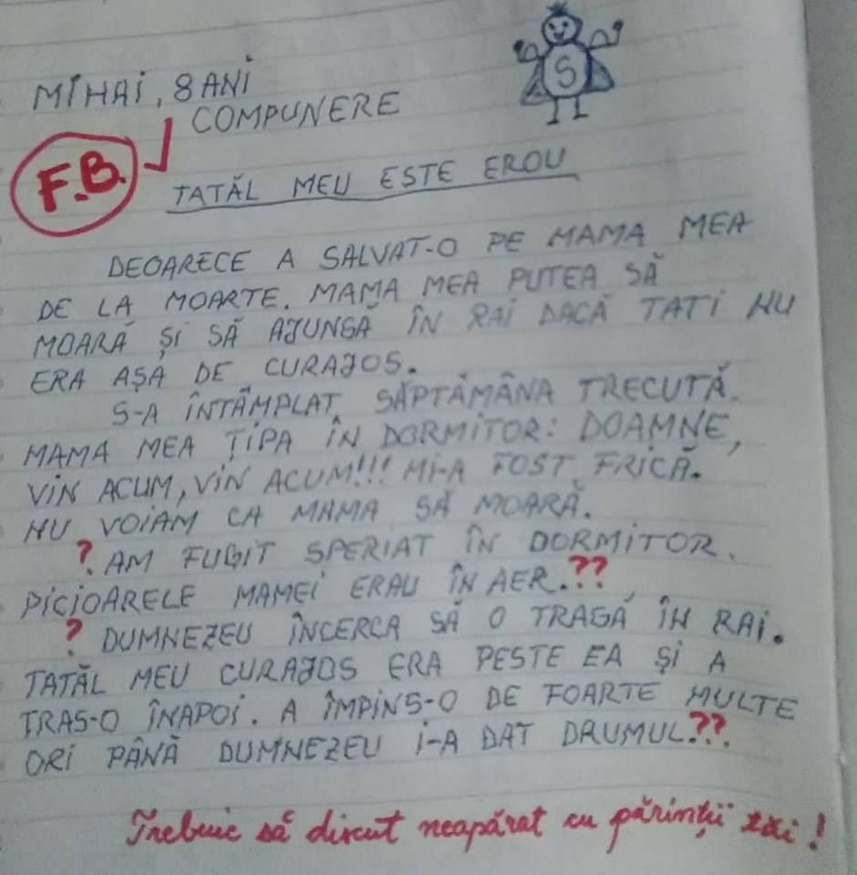 Un Băiețel De 8 Ani A Scris O Compunere Care I A Lăsat Mască Pe