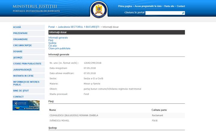 Cererea făcută de Roxana în luna mai a acestui an și care a fost refuzată de curând