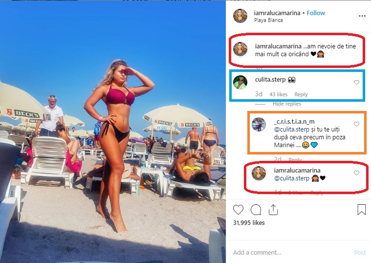 Plușica, una dintre fostele concurente de la “Puterea Dragostei”, pe o plajă din Spania © Instagram