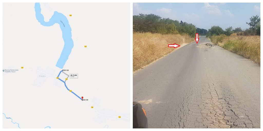 La doar 500 metri de aceste cratere de pe DC 139, județul Giurgiu, este o fabrică