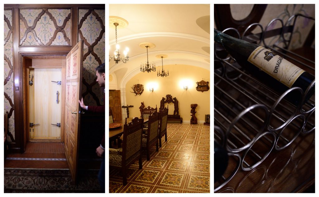 Colaj cu imagini de la intrarea în buncărul secret al familiei Ceaușeascu, dar și din interior © Mediafax