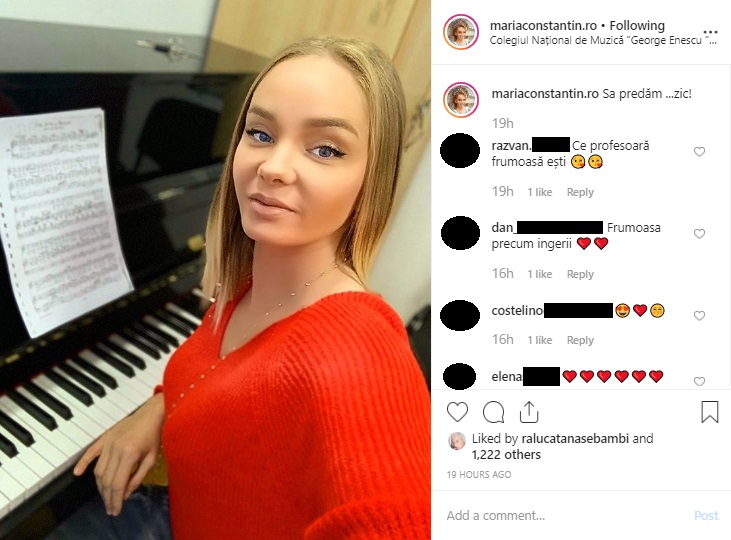 Maria Constantin, profesoară de pian la Colegiul Național de Muzică “George Enescu” din București © Instagram
