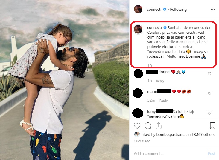 Connect-R a făcut public un mesaj emoționant dedicat atât fostei sale soții, cât și fiicei lor, Maya © Instagram 