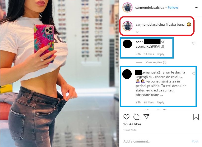 Carmen de la Sălciua a fost criticată după ce a dezvăluit că a topit câteva kilograme © Instagram