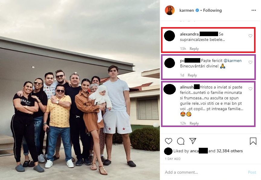 La câteva ore după ce a publicat această fotografie de colecție cu familia sa minunată, Karmen a făcut declarații cu lacrimi în ochi despre întâlnirea cu cei dragi în ziua de Paște © Instagram