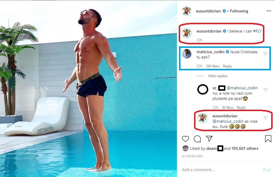 Codin Maticiuc i-a lăsat un comentariu amuzant lui Dorian Popa, după ce acesta s-a pozat în picină de zeci de mii de euro © Instagram