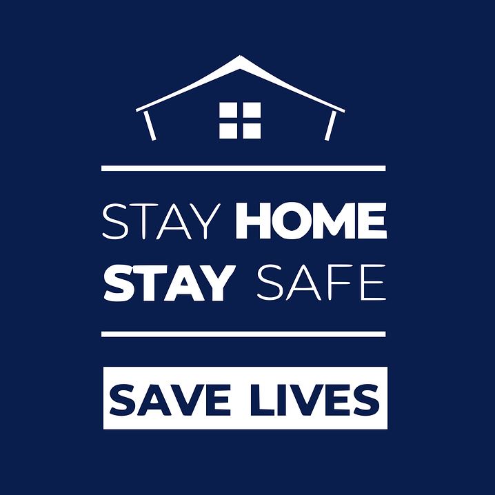 Mesajul de mai sus se traduce astfel: “Stai acasă” / “Rămâi în siguranță” / “Salvează vieți” © pixabay.com