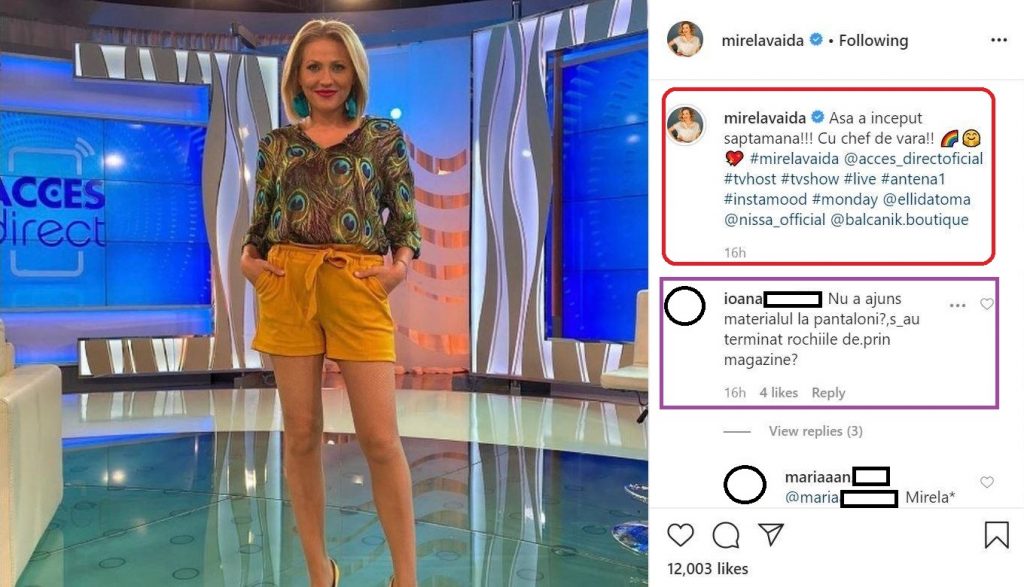 Mirela Vaida a fost criticată pentru acest OUTFIT pe care l-a purtat în cadrul ediției de ieri a emisiunii “Acces Direct” © Instagram