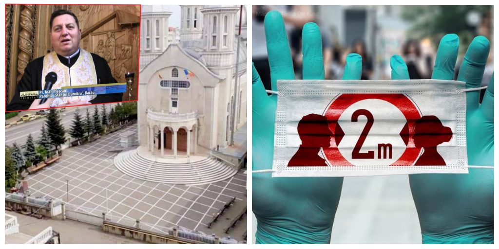 Preotul Ioan Pleșcău a hașurat curtea Bisericii “Sf. Dumitru – Narcisa” din Bacău pentru ca oamenii care vor veni la slujbele religioase să poată respecta mai ușor distanțarea socială © cancan.ro / pixabay.com