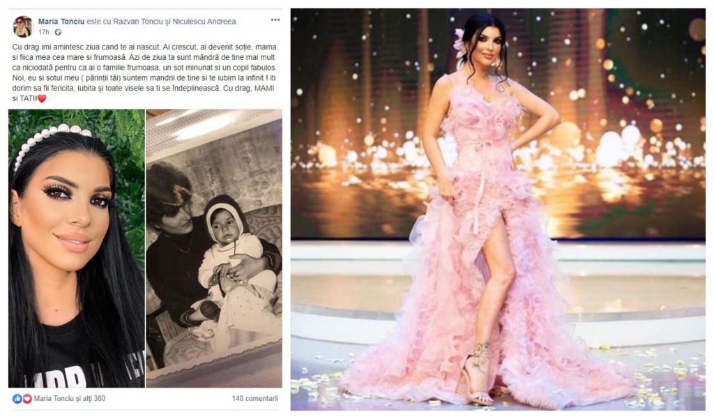 Andreea Tonciu, felicitată de mama ei în miez de noapte. Maria Tonciu a publicat două fotografii cu vedeta și a scris câteva gânduri emoționante, pline de iubire © Facebook/Instagram