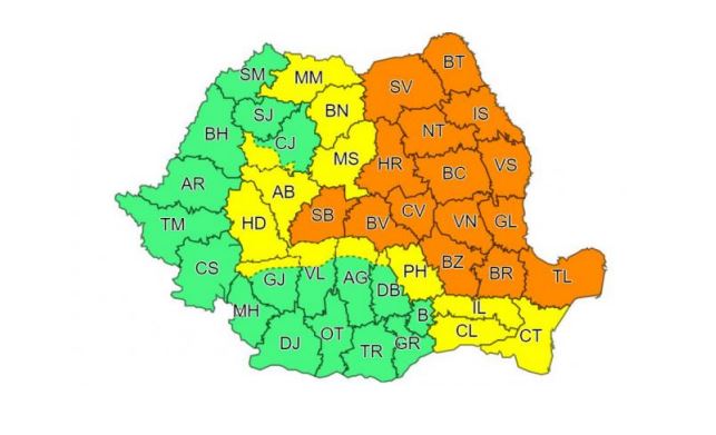 În funcţie de evoluţia şi intensitatea fenomenelor meteorologice, Administraţia Naţională de Meteorologie va actualiza prezentul mesaj © meteoromania.ro