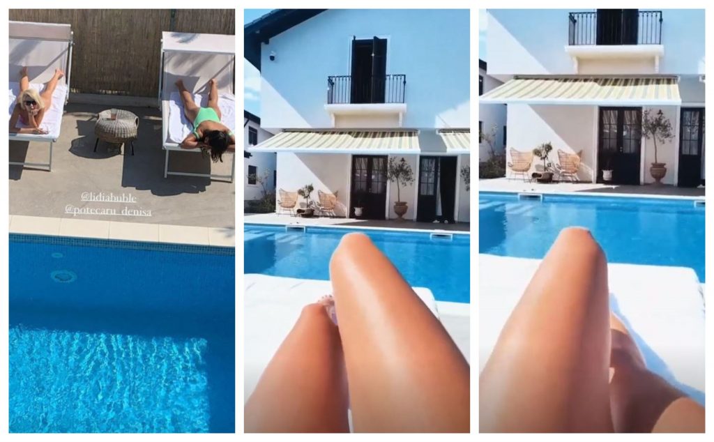 Lidia Buble a fost astăzi la o piscină din București împreună cu două prietene © Instagram Stories