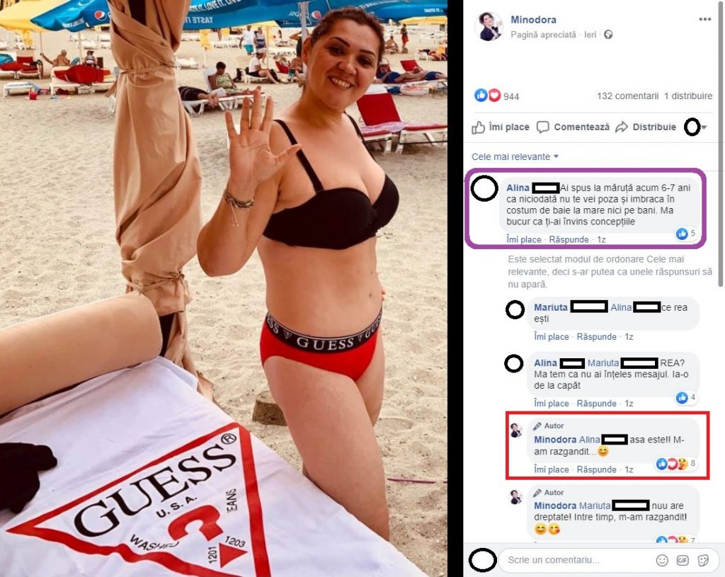Minodora, în costum de baie după ce a slăbit aproape 40 de kilograme © Facebook