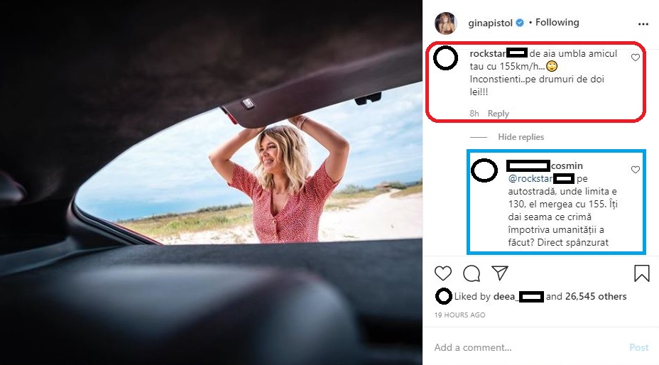 Smiley și Gina Pistol, criticați dur după ce artistul a fost amendat pentru viteză © Instagram