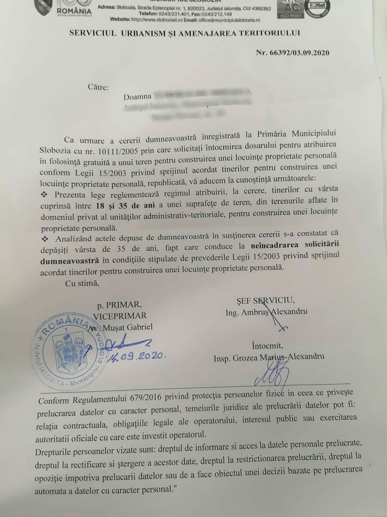 Răspunsul primit de la autorități de o femeie din Slobozia după 15 ani de când a depus solicitarea pentru construirea unei case
