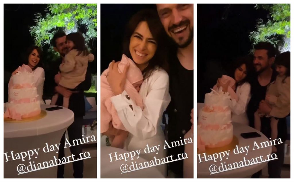 Tortul de la petrecerea care a urmat după botezul Aminei a avut trei etaje, iar designul a fost ales cu multă atenție de fericiții săi părinți © Instagram Stories