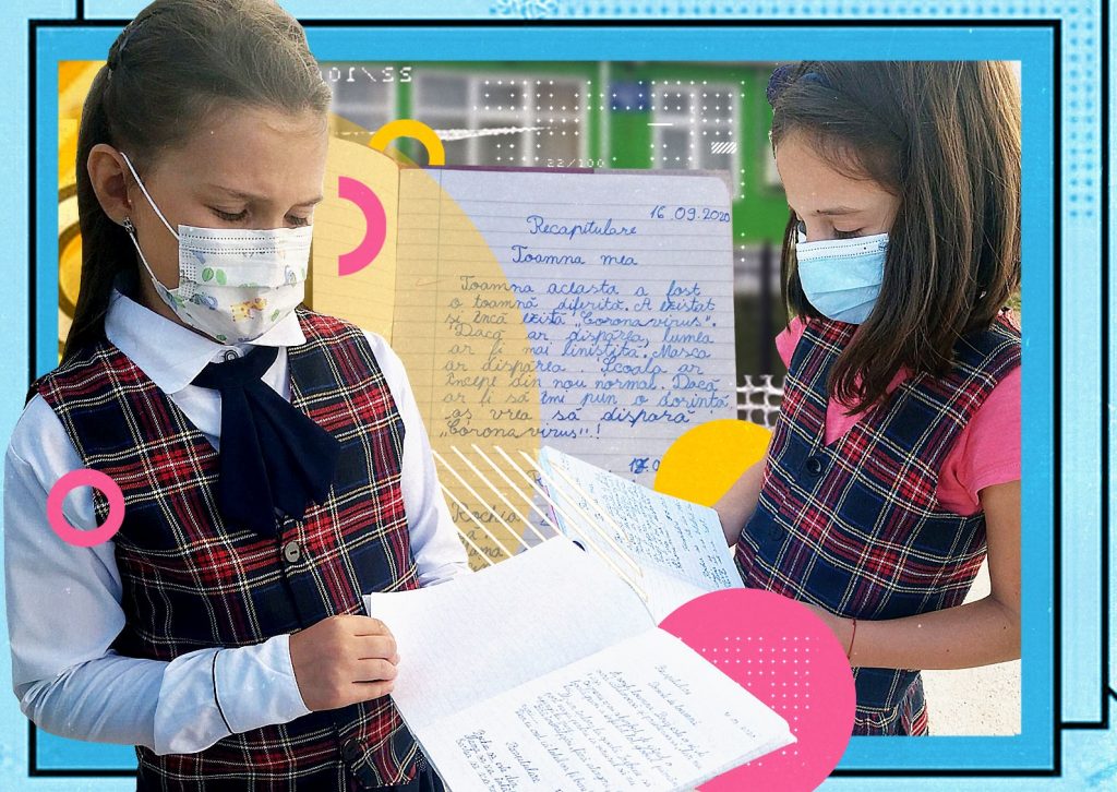Imagine Stire Cutremurător! Ce au scris elevii unei școli din Balș când învățătoarea le-a cerut un text despre toamnă. „Fără îmbrăţişări, fără atingeri… fără nimic. Dar eu cred că totul va fi bine!” | 2review.ro