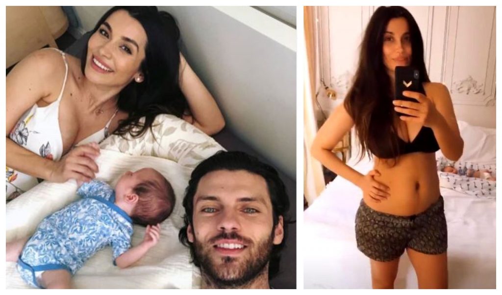 Lili Sandu și Silviu Țolu au ales numele Thomas Jay pentru fiul lor. Având pantaloni scurți și sutien pe ea, vedeta și-a făcut un selfie ca să arate tuturor cum arată abdomenul ei la 40 de zile după ce a născut © Instagram / Instagram Stories