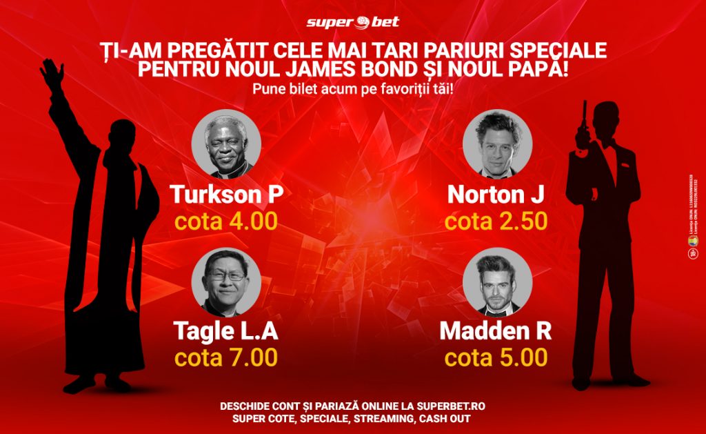 Imagine Stire Fă-ți acum bilet cu cele mai neașteptate pariuri! Mizează pe noul actor din James Bond și noul Papă! | 2review.ro