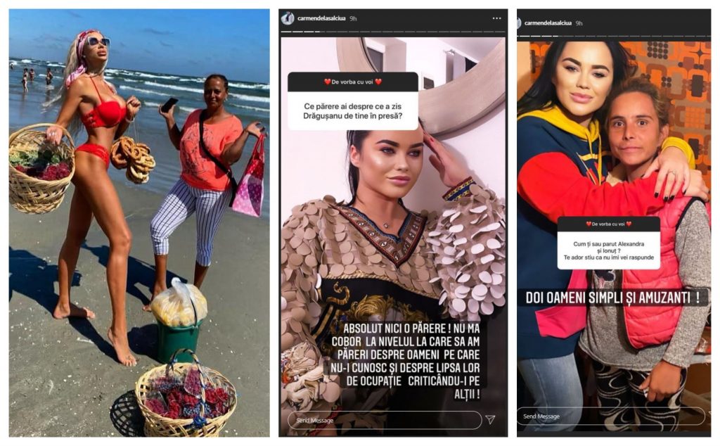 După ce a fost jignită de Bianca Drăgușanu, Carmen Sălciua a făcut primele declarații. Ulterior, ea a transmis și câteva mesaje pe o cunoscută rețea de socializare © Facebook / Instagram Stories