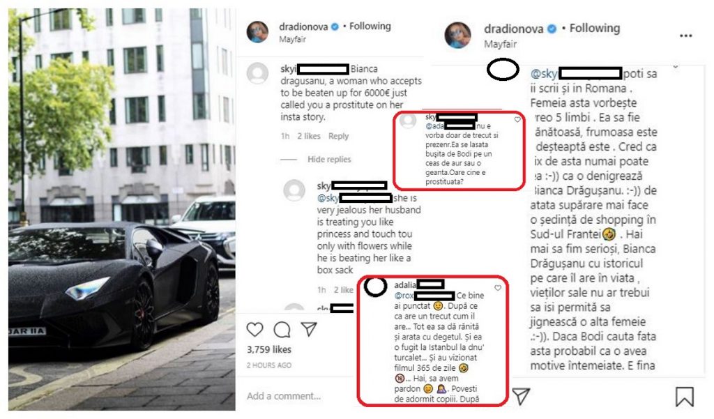 Daria Radionova a fost anunțată de fani că Bianca Drăgușanu a jignit-o în public © Instagram