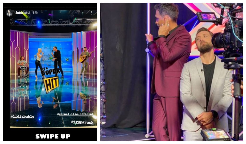 Răzvan Simion a distribuit o poză cu Lidia Buble și artiștii de la Vunk, realizată când și-au lansat clipul pentru single-ul la care au colaborat © Instagram Stories