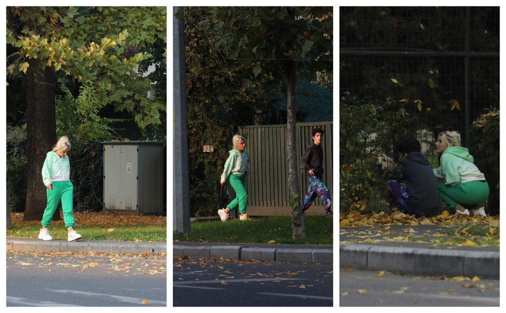 Amna a venit în Cartierul Primăverii la volanul bolidului său, Porsche Cayenne, iar fotograful personal i-a făcut câteva poze de album în care apare și creația toamnei din acest an asupra Mamei Naturi © CANCAN.RO