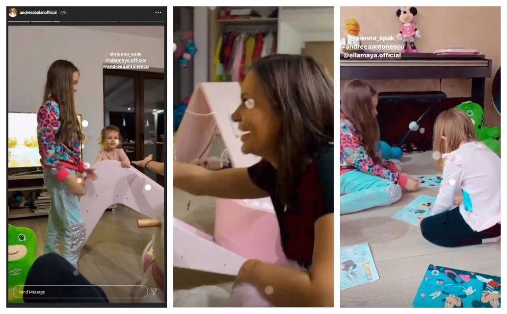 Andreea Antonescu și Sienna Spak, în vizită acasă la Andreea Bălan și fiicele sale © Instagram Stories