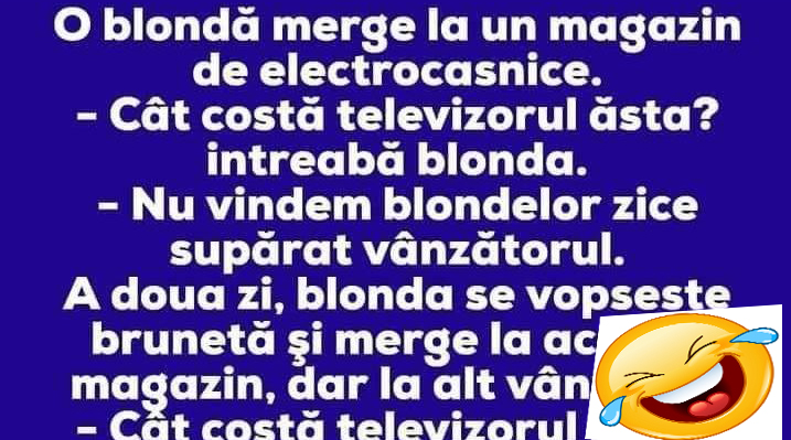 Imagine Stire Bancul Zilei | Gafa de proporții făcută de o blondă într-un magazin de electrocasnice | 2review.ro