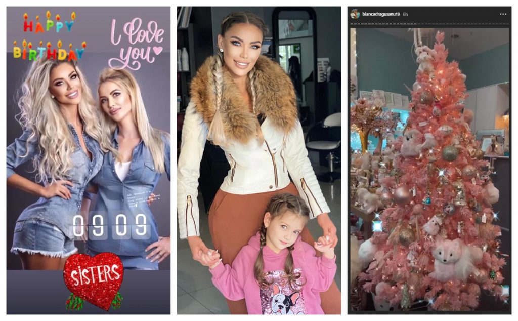 Bianca Drăgușanu i-a făcut o urare emoționantă surorii sale de ziua sa de naștere. Și, tot astăzi, vedeta a mers să cumpere un brad roz de Crăciun pentru fiica ei, Sofia Slav / © Instagram Stories / Facebook
