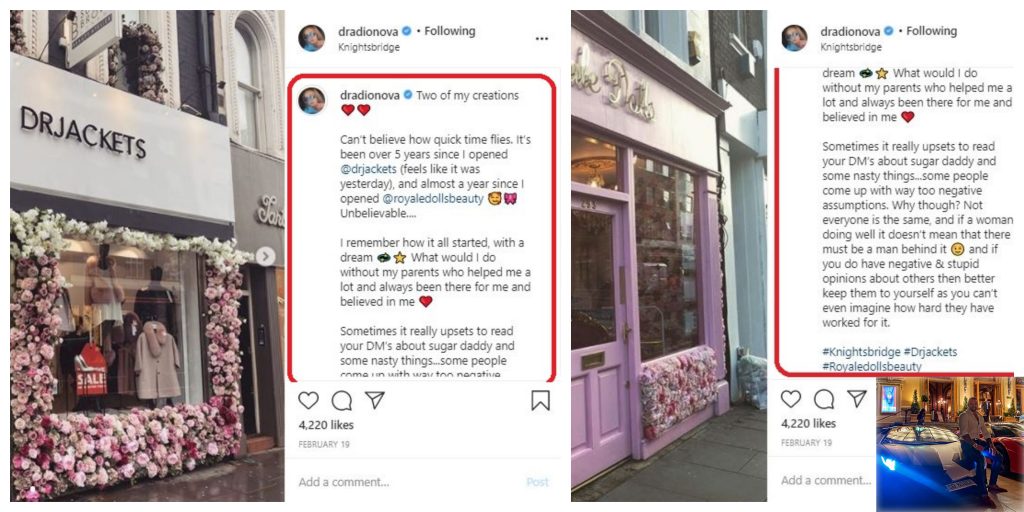 Daria Radionova și-a închis salonul de beauty pe care îl deține în Londra, dar și pe cel cu haine © Instagram