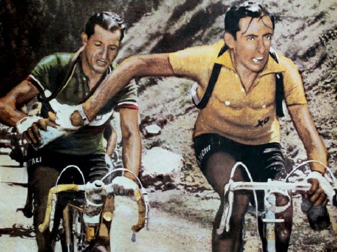 Fausto Coppi en Gino Bartali - de Italiaanse Alpen - Foto en Poster te koop