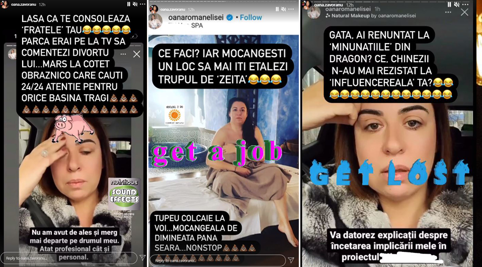 Querida a lansat declarații acide la adresa Oanei Roman după ce a aflat că s-a despărțit de soțul ei, Marius Elisei © Instagram Stories