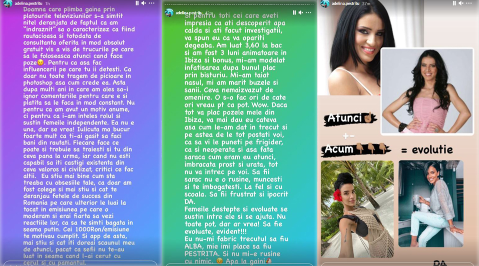 Adelina Pestrițu a făcut astăzi declarații fulminante la adresa Iuliei Albu © Instagram Stories