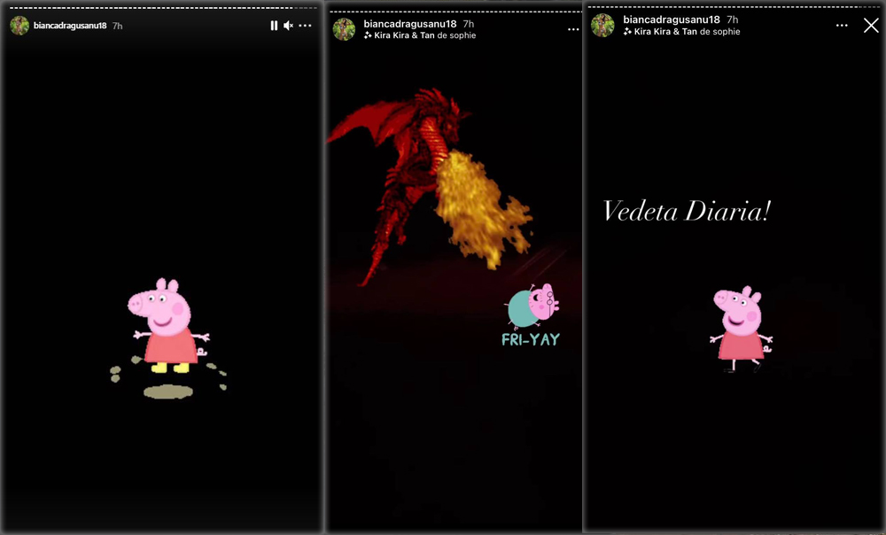 Bianca Drăgușanu a atacat-o pe Daria Radionova în cinci postări făcute azi-noapte pe Instagram Stories