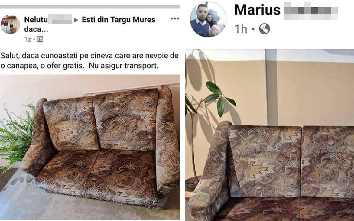 Ce a putut să facă un bărbat după ce i-a fost donată o canapea. Anunțul postat de el, pe Facebook, s-a viralizat. FOTO