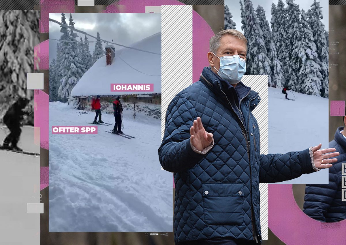 Klaus Iohannis se „antrenează” undercover pentru rapel, însoțit de SPP-iști. Singurele imagini cu președintele „în acțiune”, pe pârtie, la Păltiniș