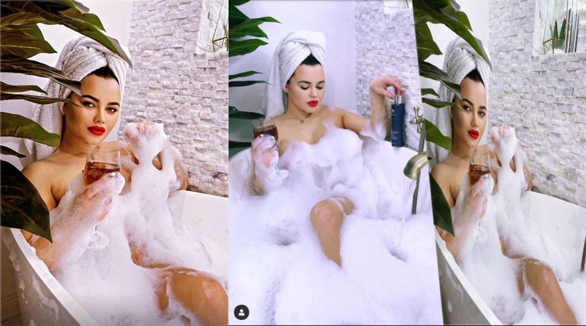 Cântăreața Carmen de la Sălciua a publicat seara trecută două fotografii realizate în timp ce era complet goală într-o cadă plină cu spumă © Instagram Stories & Instagram