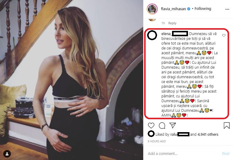 Însărcinată cu al doilea copil, Flavia Mihășan a postat azi o fotografie pe care i-a făcut-o partenerul ei de viață, Marius Moldovan © Instagram 