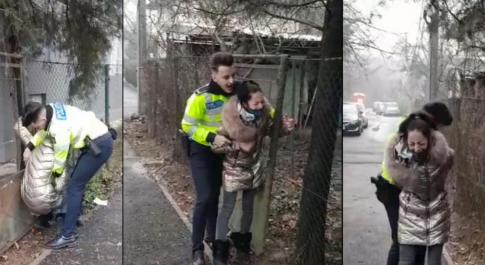 Încă un abuz al poliției! Minoră însărcinată, care vindea ghiocei în București, bruscată și încătușată de un agent. VIDEO