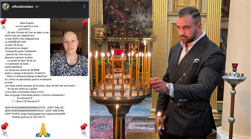 Alex Bodi, strigăt de ajutor pentru salvarea Cristinei, o tânără care se luptă cu temutul cancer la sân © Instagram Stories & Facebook